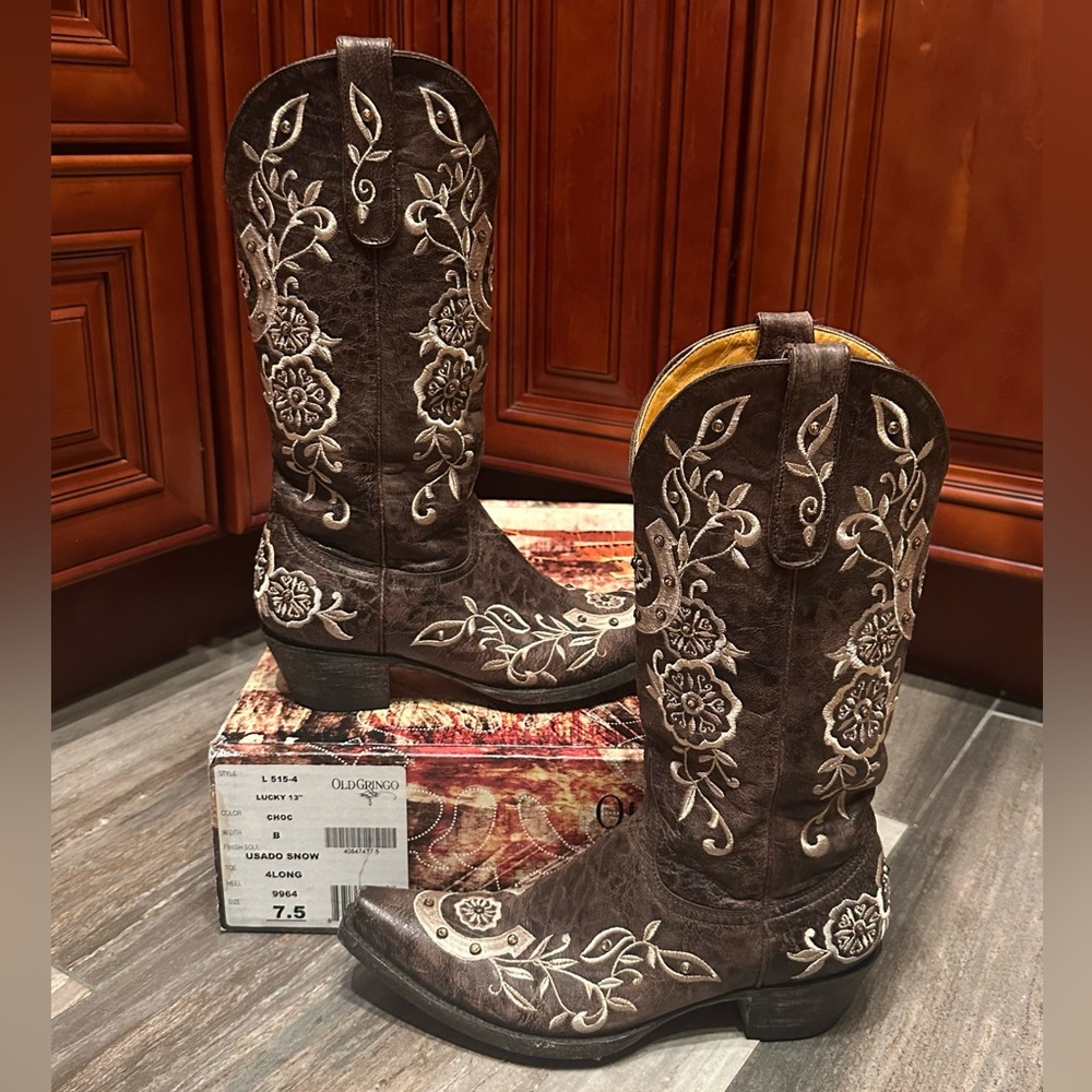Old Gringo Lucky Cowboy Boots Crystal Wedding Cowgirl Rodeo Size 7.5